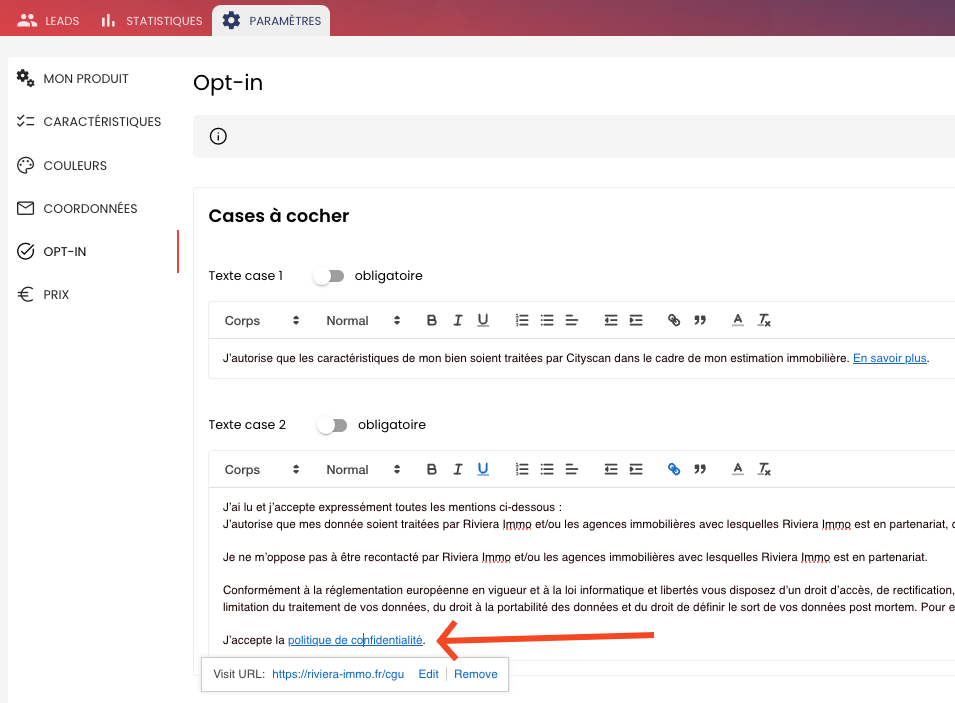 CGU modifiables de l'estimateur