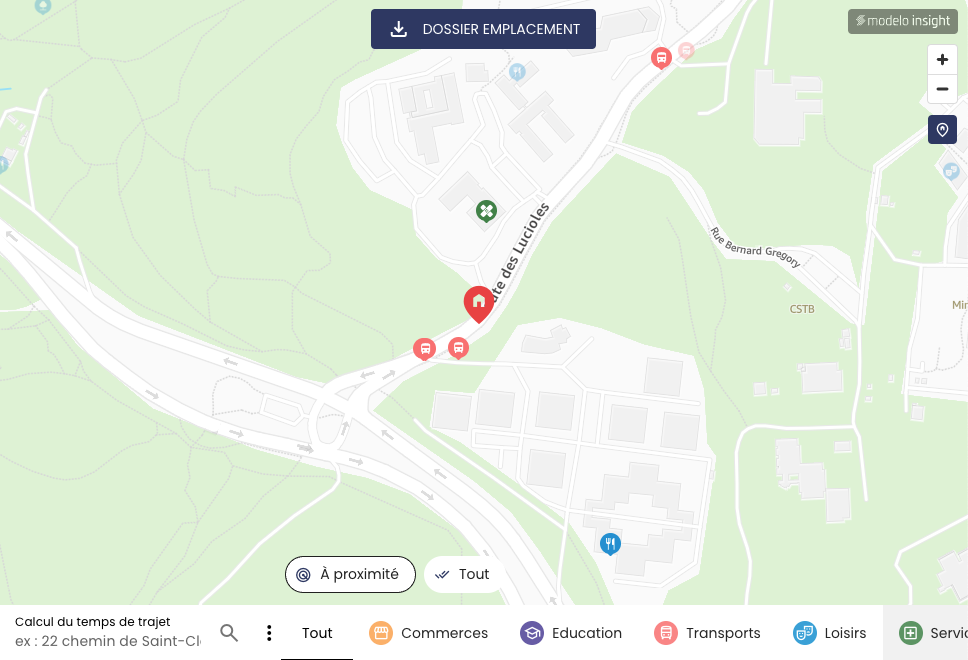 Dossier emplacement sur un widget valorisation