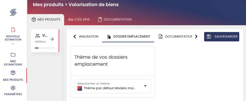 Onglet personnalisation du dossier emplacement